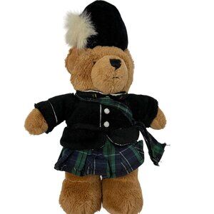 Harrods Knightsbridge Scottish Piper Teddy Bear Plush Tartan Bagpipes Hat Green